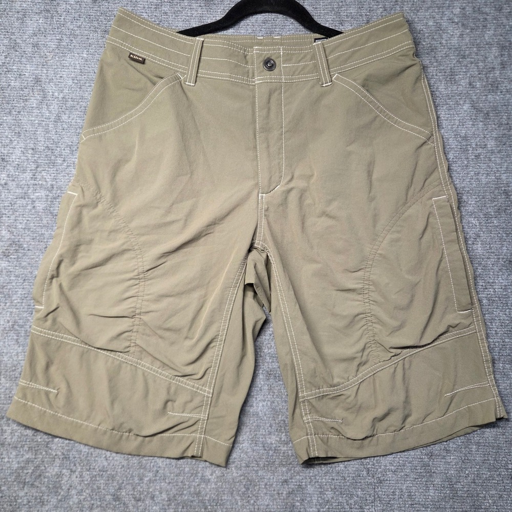 Kuhl Mens Renegade Cargo Shorts 33 Olive Green Hiking Outdoor Stretch RN108846